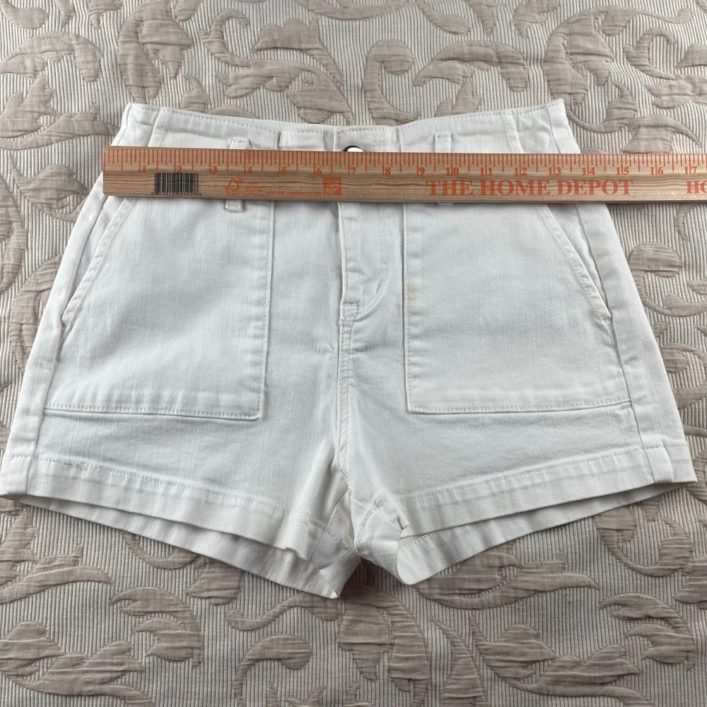 Loft White Denim Utility Shorts Womens 24‎ Petite 00 High Rise Patch Pocket